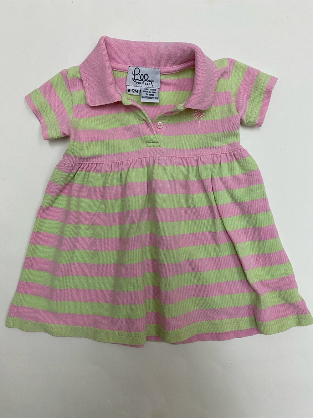 Lilly Pulitzer Pink & Light Green Striped Polo Dress